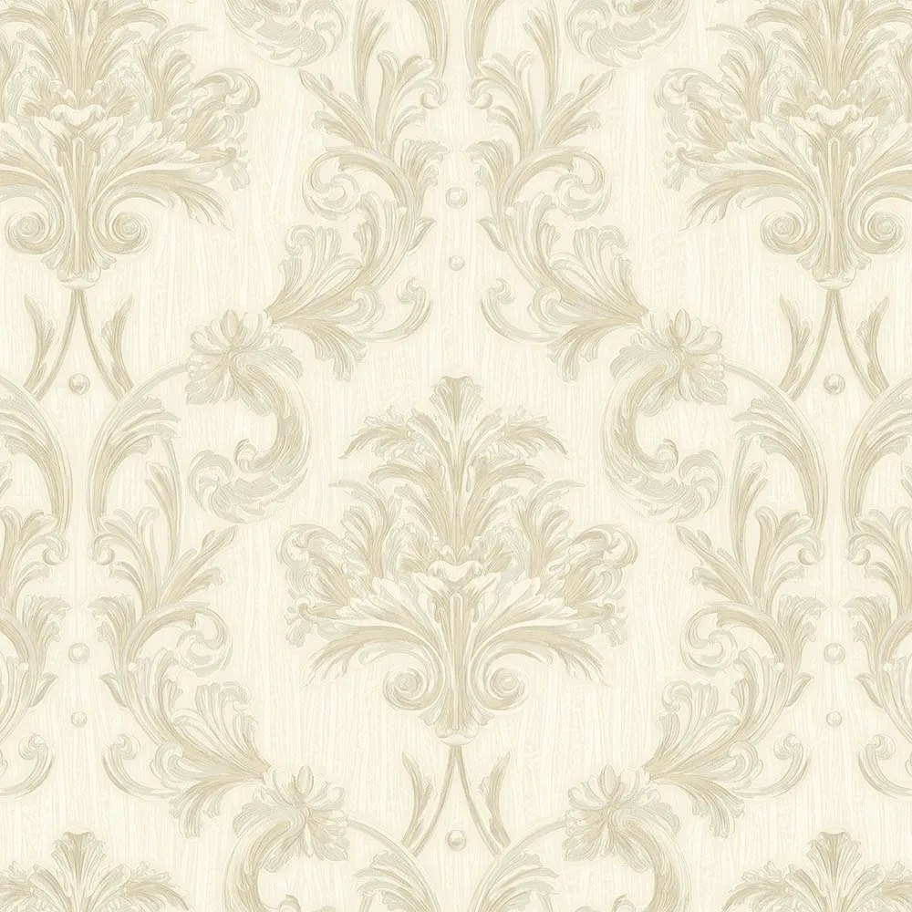 Cream Embossed Wallpaper – Textured Floral (6808-1)